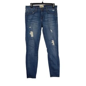 Current/Elliott Jeans Size 27 The Stiletto Distressed‎ Skinny Cropped Ankle Blue